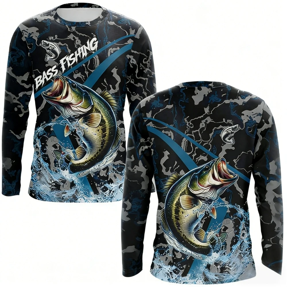 Outdoor Hunting Prints - T-shirt de pêche pour homme, manches